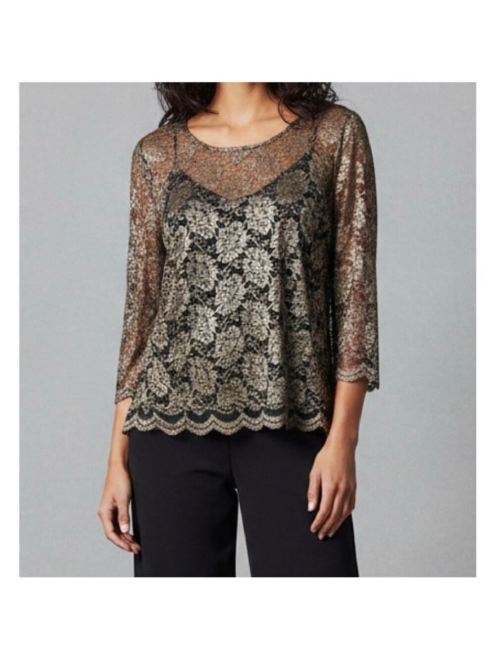 Talbots Plus 16W Sheer Lace Blouse 16W